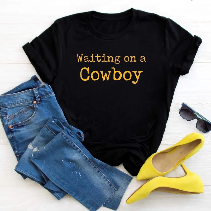 Waiting On A Cowboy Tee Silk Blend Satin Velvet