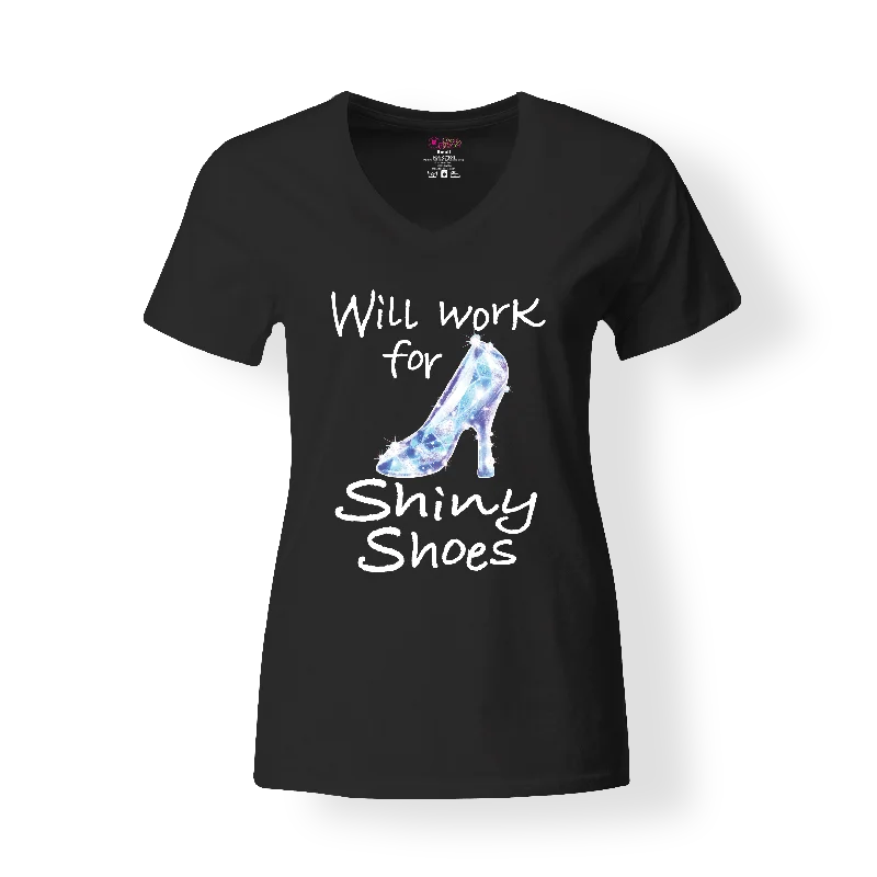 Will Work for Shiny Shoes T-Shirt Real Fur Shearling Chenille