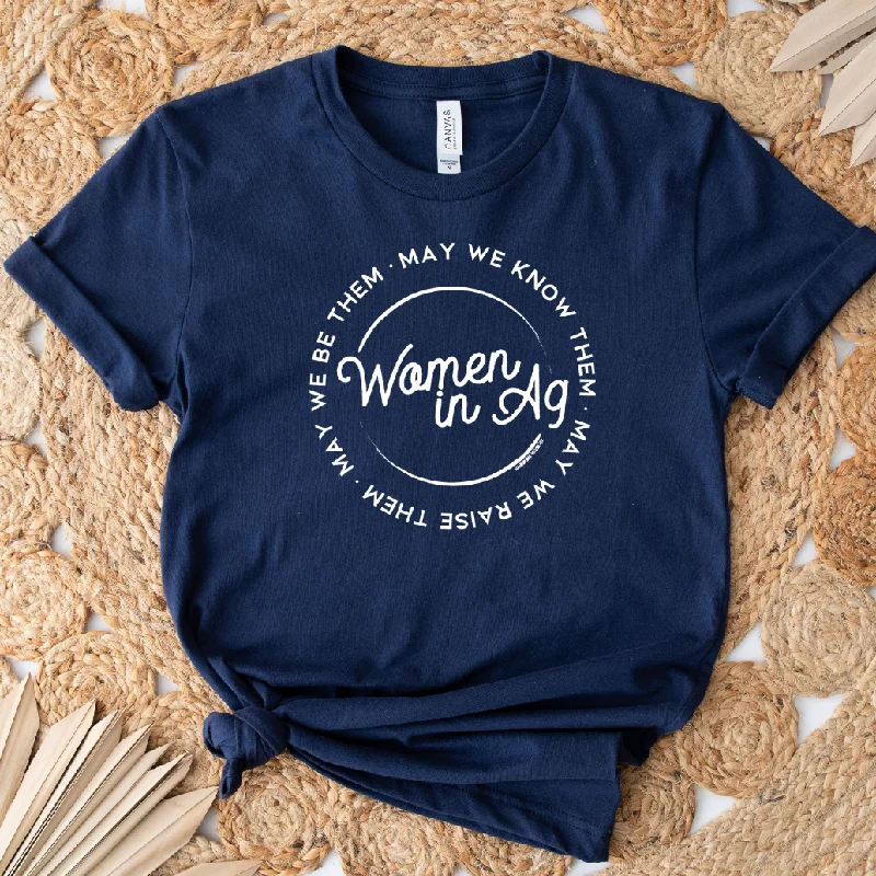 Women in Ag Circle White Ink T-Shirt (XS-4XL) - Multiple Colors! Anti-Pilling Machine Wash Handmade