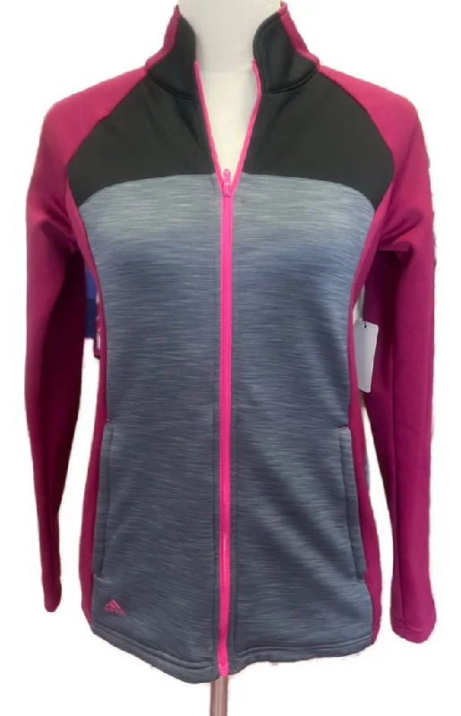 Adidas Women's Magenta, Black & Gray Color-block Golf Jacket Size S MSP$75 Faux Fur Fabric Real Fur Fabric Shearling Fabric