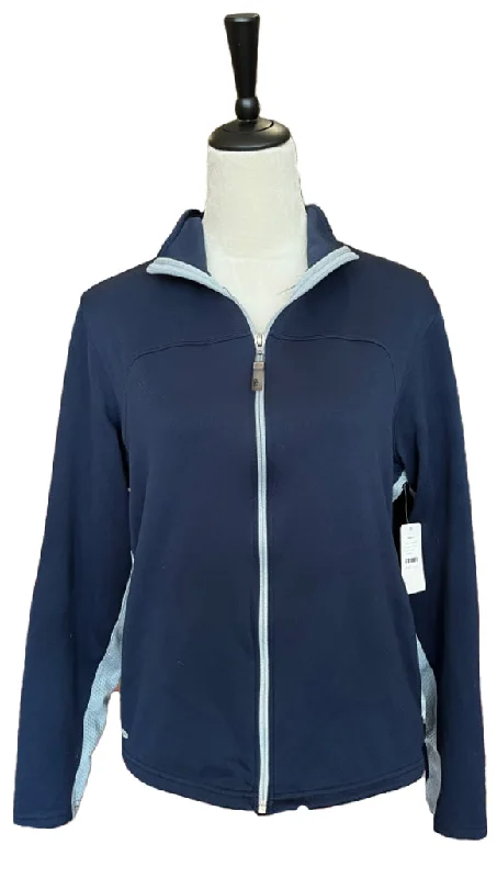 Alo CoolFit Navy Full Zip Jacket Size S One-Shoulder Jacket Off-the-Shoulder Jacket Asymmetrical Jacket