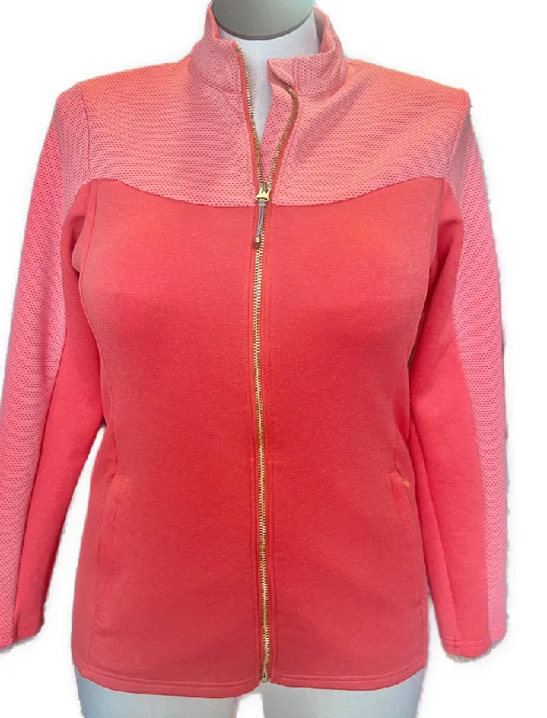 Antigua Women's Coral Full-Zip Mid-layer Golf Jacket w/ Sleeve Logo V-Neck Jacket Boat Neck Jacket Square Neck Jacket