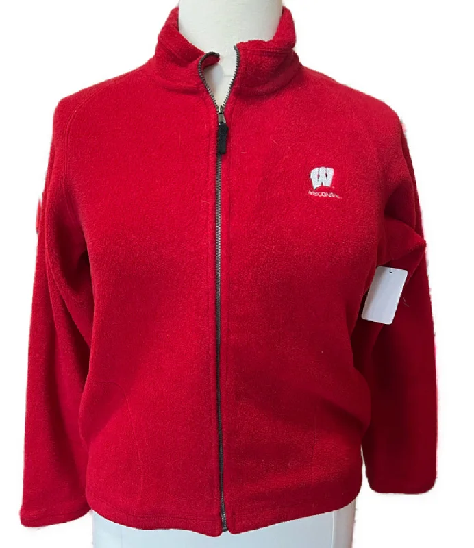 Antigua Red Full-Zip Fleece Jacket with WI Logo Size L MSP$90 Insulated Jacket Fitted Jacket Loose Jacket