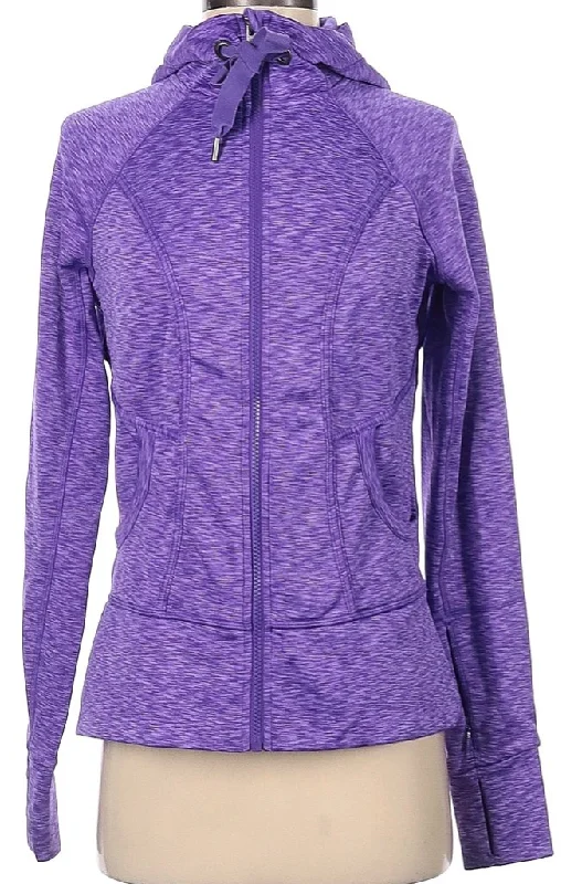 Athleta Purple Heather Full-Zip Hooded Jacket Size S MSP$98 Fitted Jacket Loose Jacket Oversized Jacket