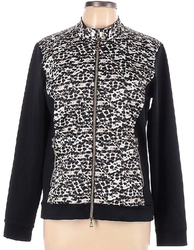 Daily Sports Black Animal Print Full-zip Jacket Size L. MSP$170 Rayon Jacket Velvet Jacket Corduroy Jacket