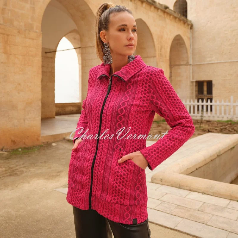 Dolcezza 'Colourful Sporty Chic' Patterned Jacket - Style 74202 (Fuchsia) Rayon Jacket Velvet Jacket Corduroy Jacket