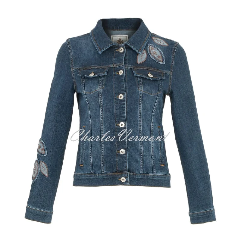 Dolcezza 'Never Without My Jeans' Embellished Denim Jacket - Style 74400 Ribbed Jacket Pleated Jacket Ruffled Jacket