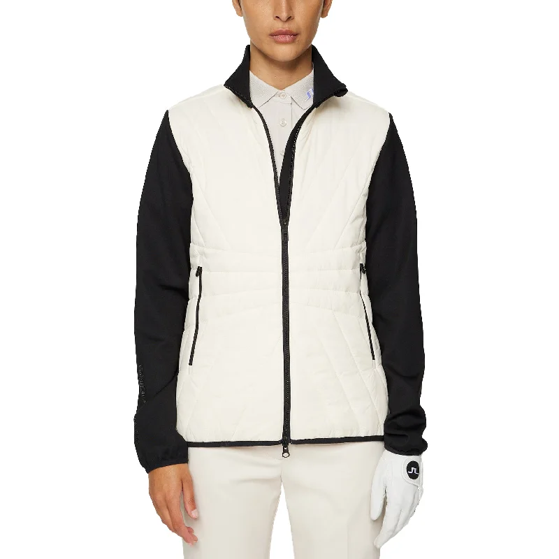 J.Lindeberg Women's Holma Quilt Hybrid Golf Jacket - Whisper White Elasticated Jacket Padded Jacket Insulated Jacket