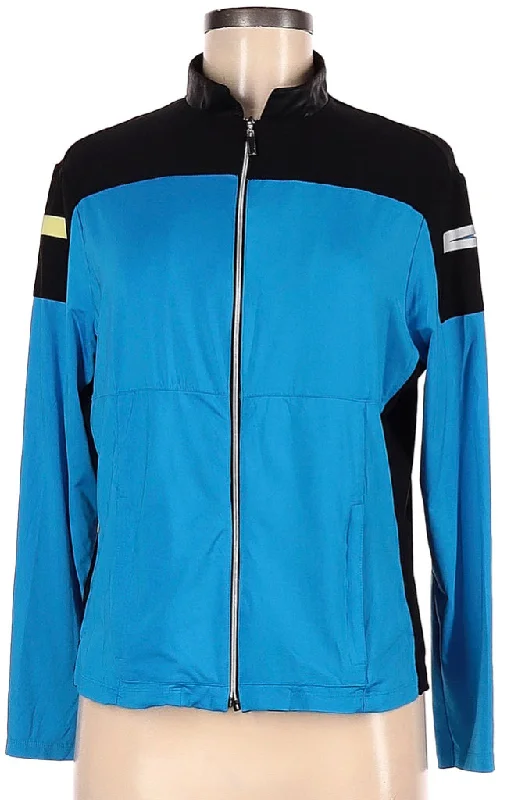 Jamie Sadock Black & Turquoise Full-Zip Jacket Size M. MSP$125 Bomber Jacket Anorak Windbreaker