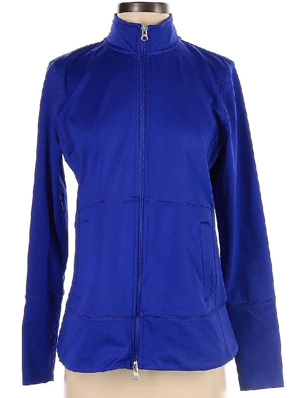 Jofit Tanzanite Blue Full-Zip Jacket Size S MSP$98 Ribbed Jacket Pleated Jacket Ruffled Jacket