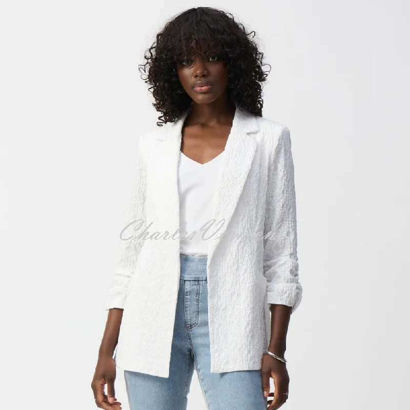 Joseph Ribkoff Jacquard Blazer Jacket - Style 242034 (White) Mesh Jacket Canvas Jacket Denim Jacket