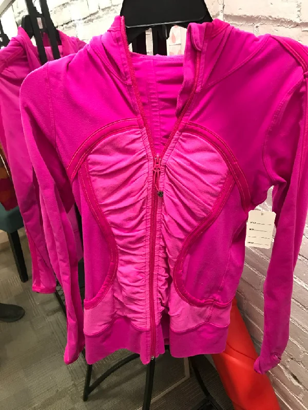 Lululemon Pink Hooded Full-zip Jacket in Hot Pink MSP$128 Boat Neck Shawl Collar Notched Collar