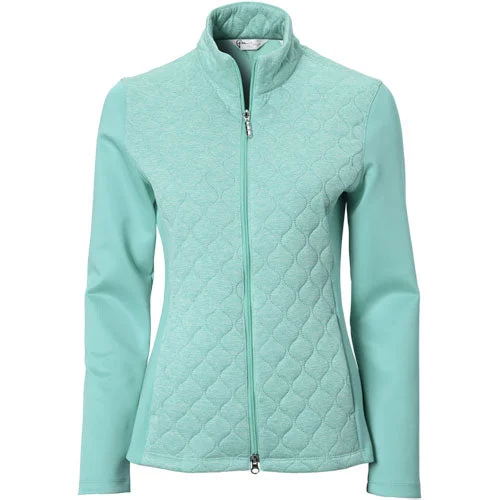 New Greg Norman Quilted Knit Full Zip Jacket in Mint Green Size M Belted Jacket Elasticated Jacket Padded Jacket