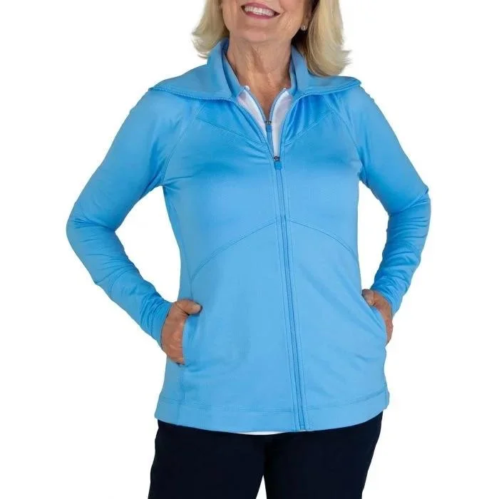 New Jofit Lightweight Full-Zip Jacket in Ice Blue Size S. MSP$94 Knit Fabric Woven Fabric Fleece Fabric