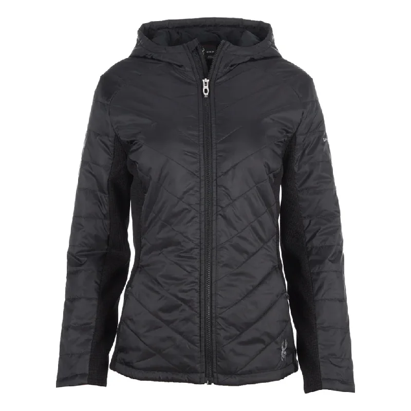 New Spyder Women's Full-Zip Hybrid Jacket w/ Hood MSP149 Stand-Up Collar Roll-Neck Collar Turtle Neck