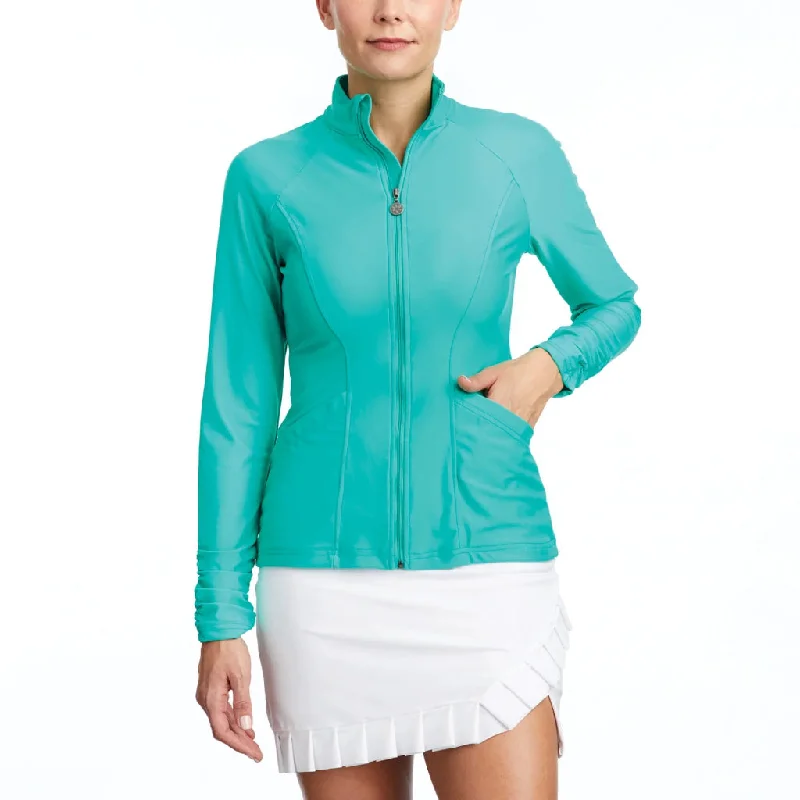 New Women's Tzu Tzu Sasha Sea Glass Golf Jacket MSP$149 Front Pockets Side Pockets Patch Pockets