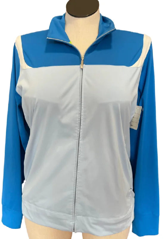 Nike Blue & White Color Block Full-Zip Jacket Size XL MSP$65 Tailored Jacket Straight Jacket A-Line Jacket