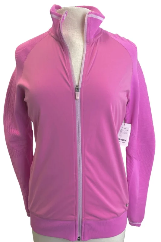 Nike Golf Tour Performance, Dri-Fit, Pink full zip jacket Size M Notch Collar Peter Pan Collar Cowl Neck