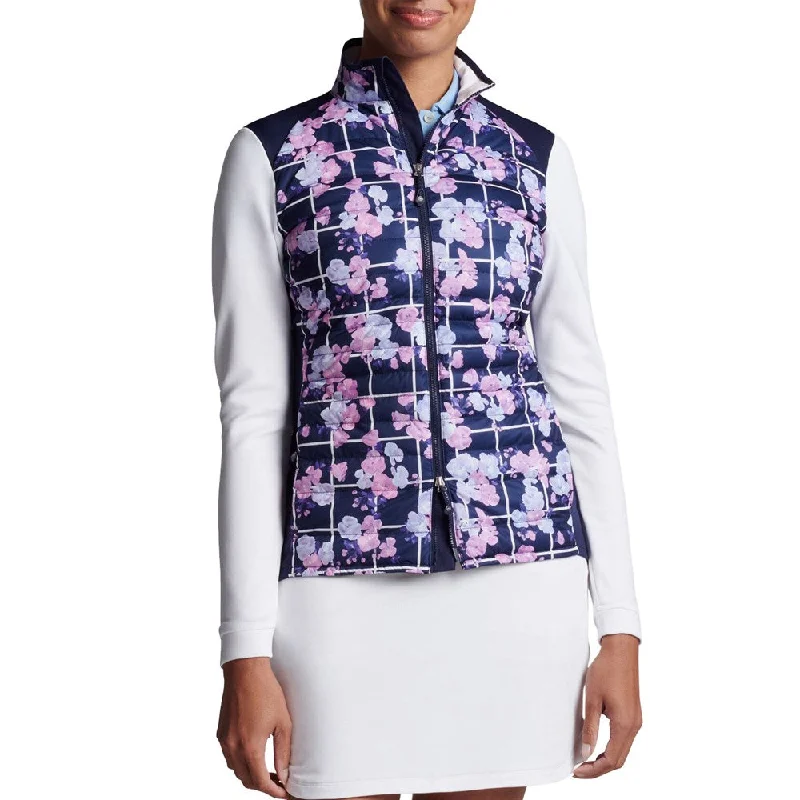 Peter Millar Women's Merge Hybrid Water Resistant Golf Jacket - Navy Picnic Floral Knit Jacket Woven Jacket Fleece Jacket