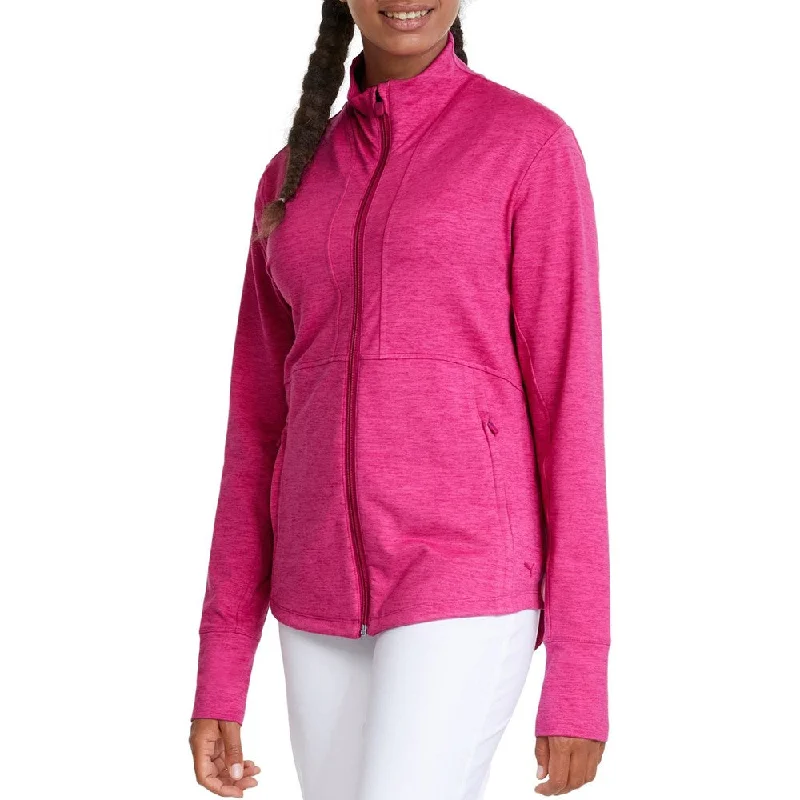 Puma Women's CLOUDSPUN Daybreak Golf Jacket - Festival Fuchsia Heather Denim Fabric Leather Fabric Suede Fabric