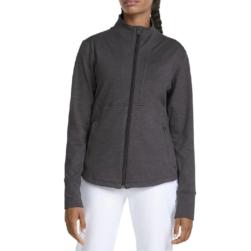 Puma Women's CLOUDSPUN Daybreak Golf Jacket - Puma Black Heather Front Pockets Side Pockets Patch Pockets