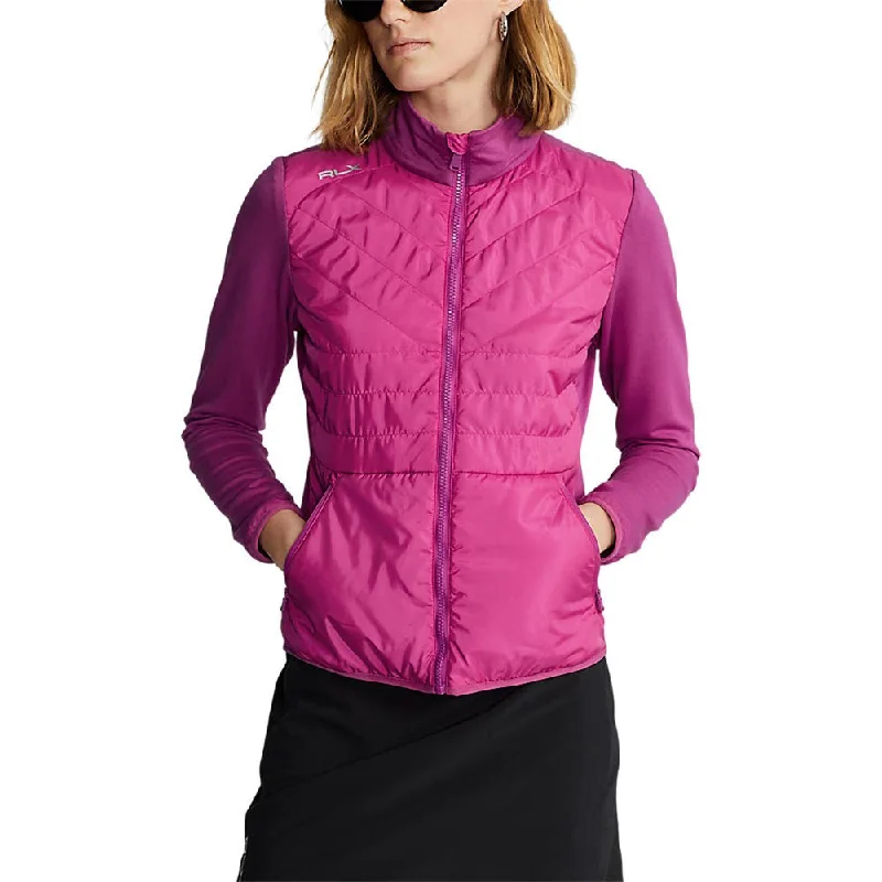 RLX Ralph Lauren Women's Cool Wool Hybrid Jacket - Vivid Pink Toggled Jacket Drawstring Jacket Belted Jacket