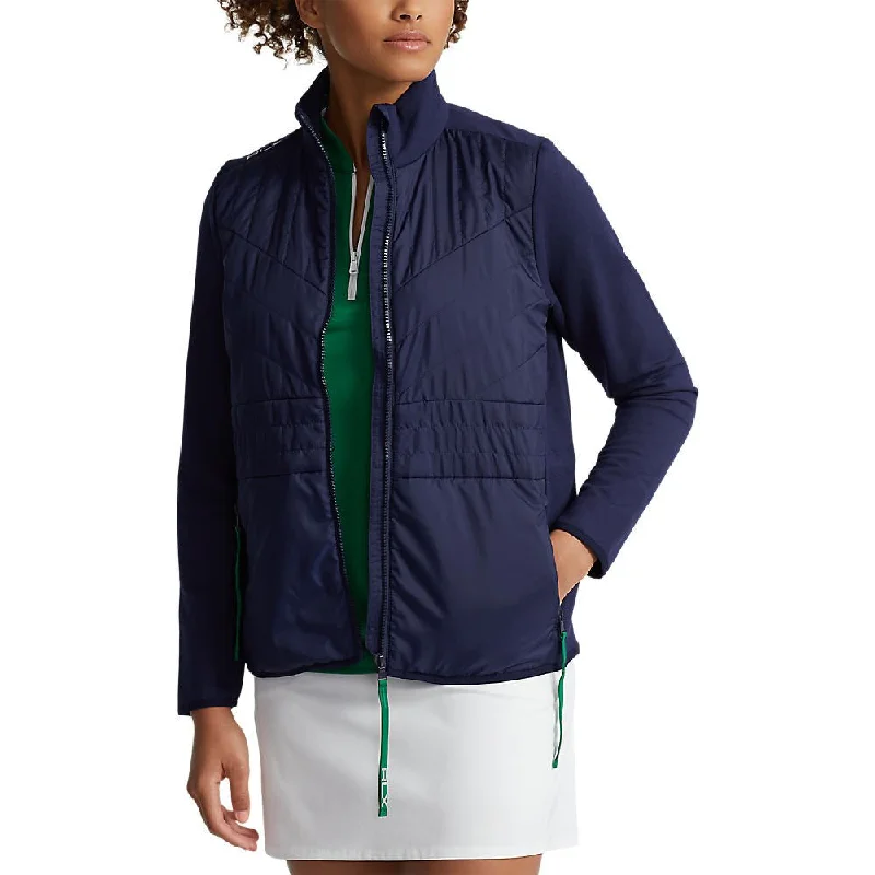 RLX Ralph Lauren Women's Hybrid Full Zip Jacket - French Navy/Cruise Green Oversized Jacket Tailored Jacket Straight Jacket