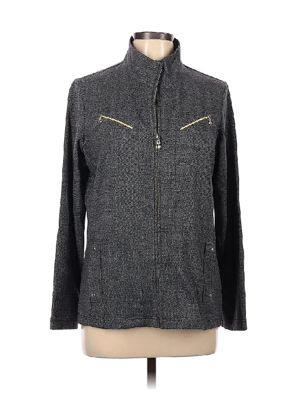 Sport Haley Full Zip Gray Jacket Size L  MSP$150 Appliqued Jacket Beaded Jacket Sequined Jacket