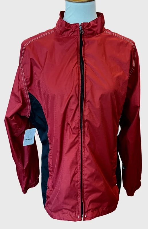 Sun Mountain Dark Red & Black Full-Zip Rain Jacket Size L MSP$100 Insulated Jacket Fitted Jacket Loose Jacket