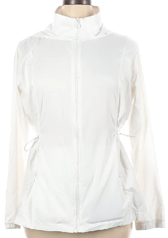 Tail Activewear White Nola Jacket MSP$93 Toggled Jacket Drawstring Jacket Belted Jacket