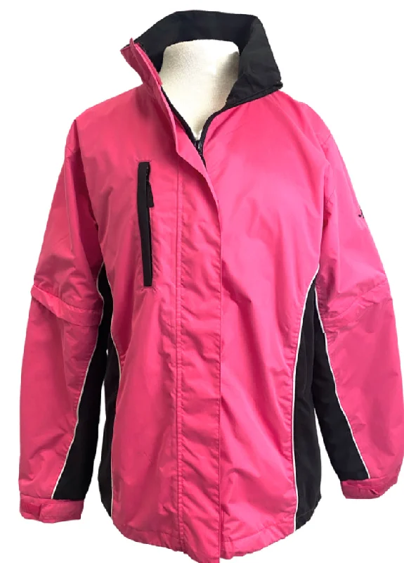 Weather Company Pink & Black Rain Jacket Size M Front Pockets Side Pockets Patch Pockets