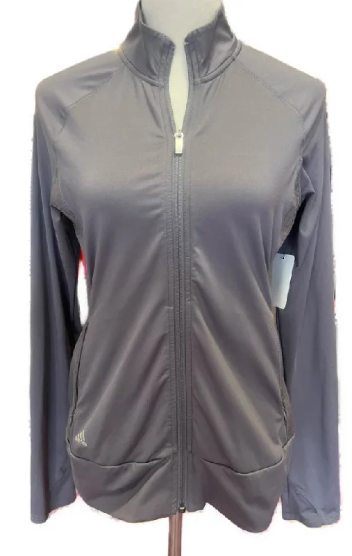 Women's Adidas Gray Full- Zip Golf Jacket Size S MSP$70 Satin Fabric Silk Fabric Chiffon Fabric