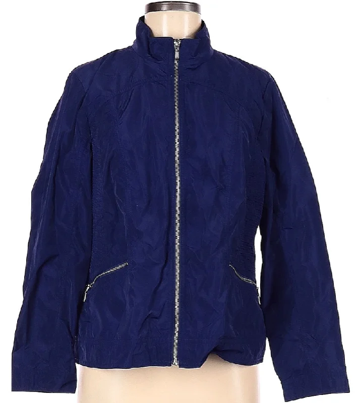 Zenergy by Chico's Navy Full-Zip Jacket Size M MSP$95 Denim Jacket Leather Jacket Suede Jacket