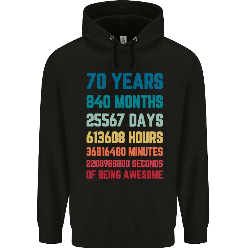 70th Birthday 70 Year Old Mens 80% Cotton Hoodie Zip Hoodie Drawstring Kangaroo Pocket