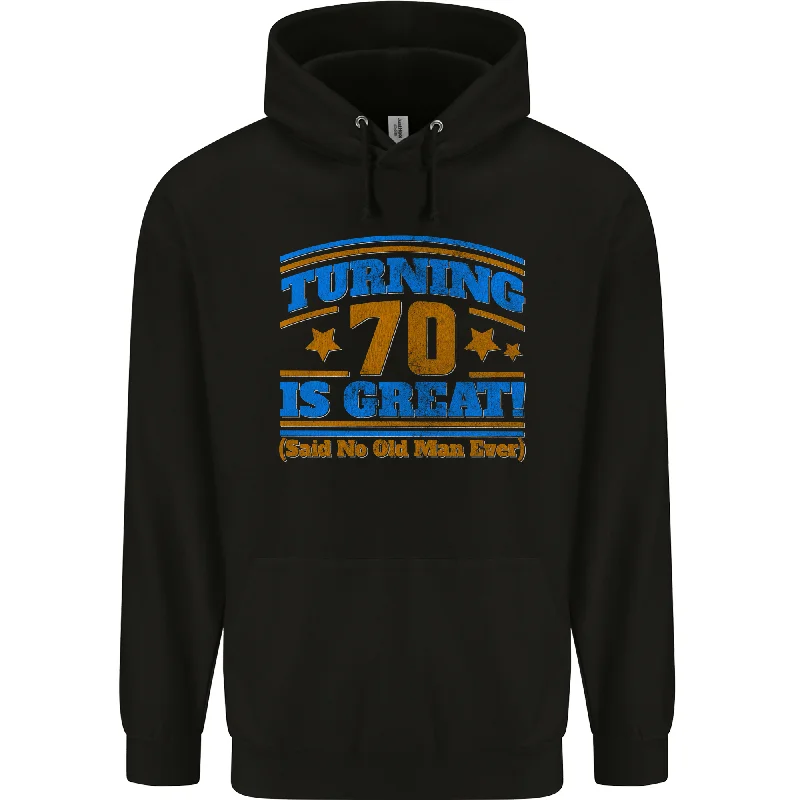 70th Birthday Turning 70 Is Great Year Old Mens 80% Cotton Hoodie Hoodie with Drawstring Waist Adjustable Fitted