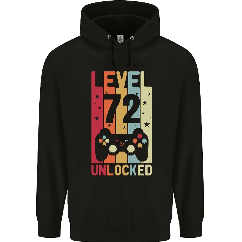 72nd Birthday 72 Year Old Level Up Gaming Mens 80% Cotton Hoodie Hoodie with Tie-Dye Psychedelic Retro