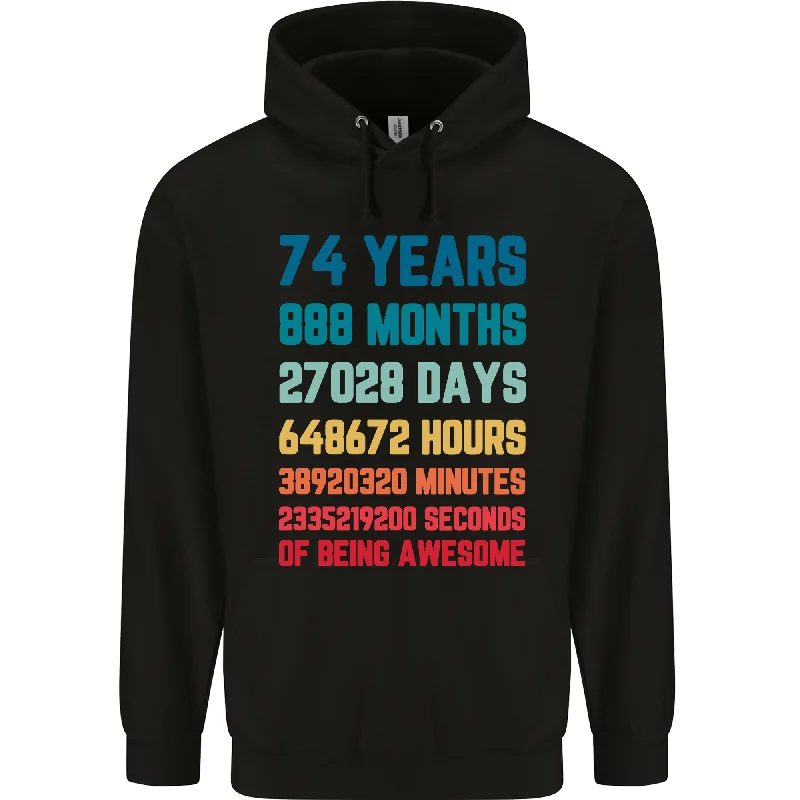 74th Birthday 74 Year Old Mens 80% Cotton Hoodie Hoodie Dress Longline Feminine