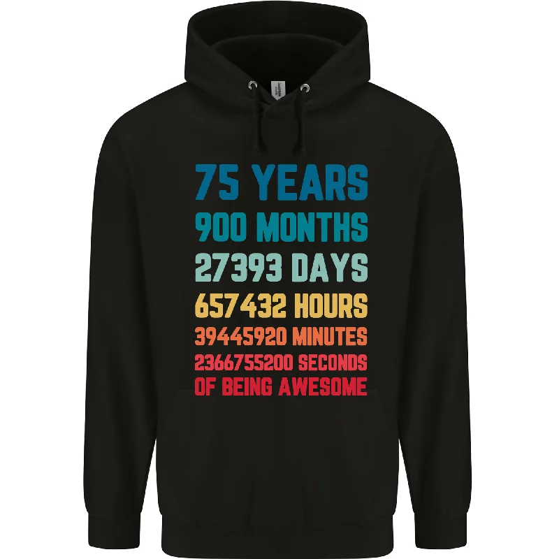 75th Birthday 75 Year Old Mens 80% Cotton Hoodie Hoodie with Lace Feminine Delicate