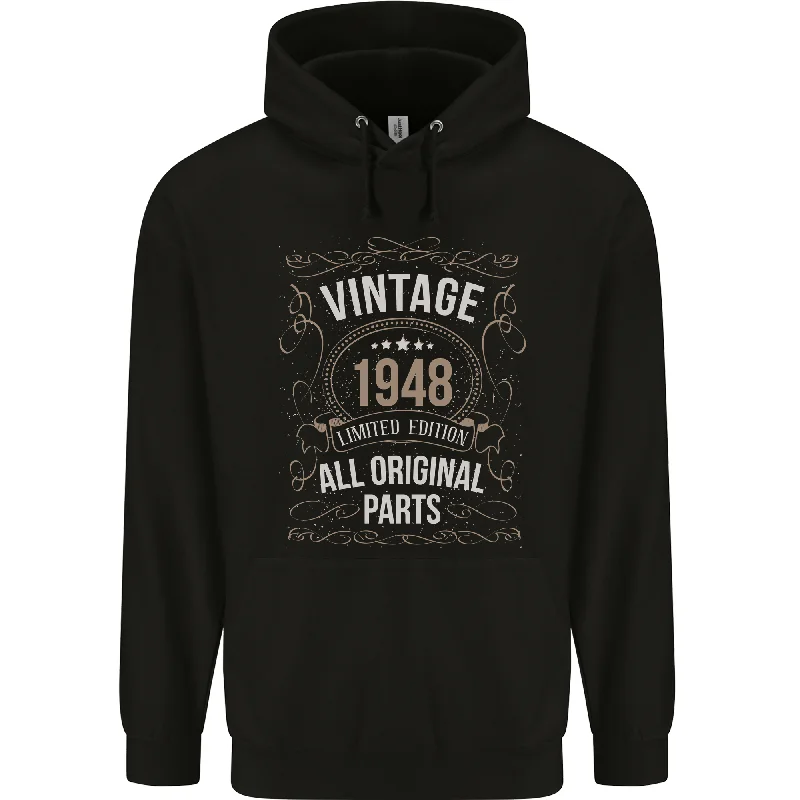 76th Birthday Limited Edition 1948 Mens 80% Cotton Hoodie Hoodie with Puffed Sleeves Voluminous Trendy