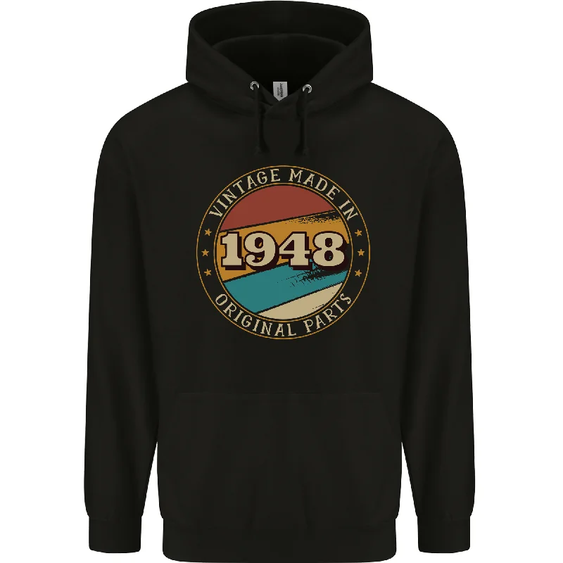 76th Birthday  Vintage Made In 1948 Mens 80% Cotton Hoodie Hoodie with Camouflage Military Edgy