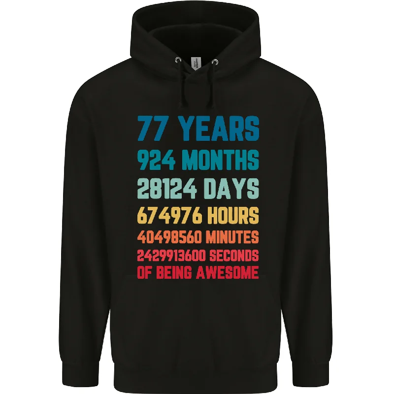 77th Birthday 77 Year Old Mens 80% Cotton Hoodie Hoodie with High-Low Hem Asymmetrical Trendy