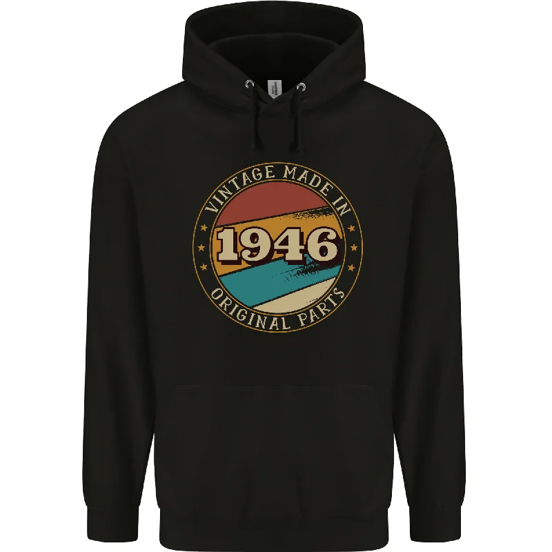 78th Birthday  Vintage Made In 1946 Mens 80% Cotton Hoodie Hoodie with Hem Detail Decorative Unique