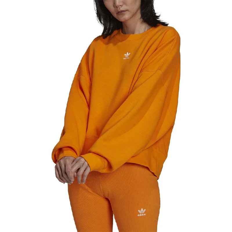 Adidas Adicolor Essentials Fleece Women's Sweatshirt Bright Orange Hoodie with Raglan Sleeves Sporty Comfortable