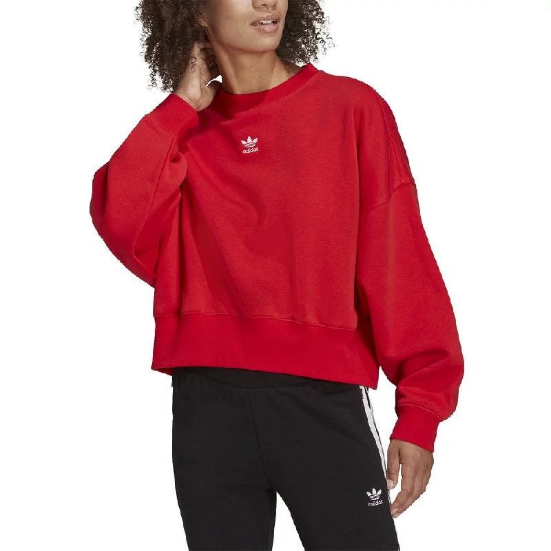 Adidas Adicolor Essentials Fleece Women's Sweatshirt Vivid Red Hoodie with Slim Fit Tailored Modern