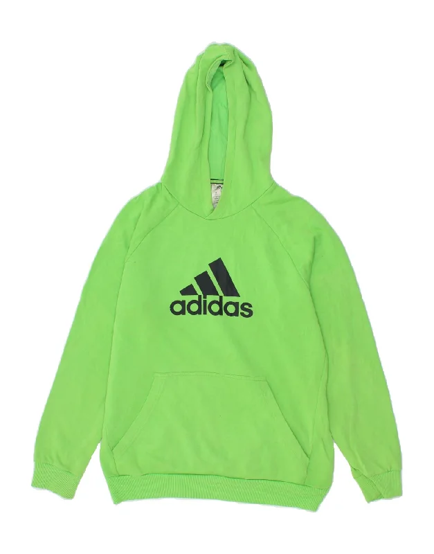 ADIDAS Boys Graphic Hoodie Jumper 15-16 Years Green Cotton Hoodie with Rhinestones Sparkly Elegant