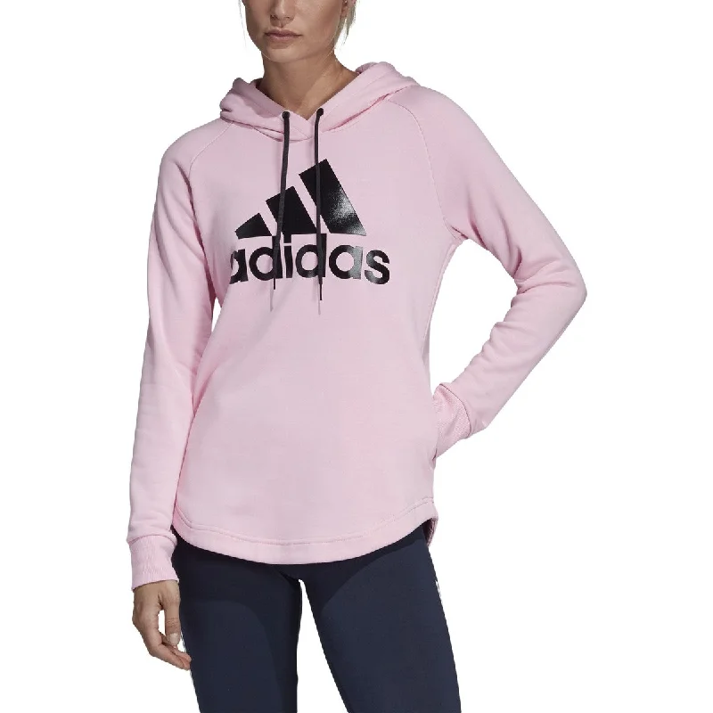 Adidas Must Haves Badge Of Sport Women's Hoodie True Pink Hoodie with Raw Hem Edgy Unfinished