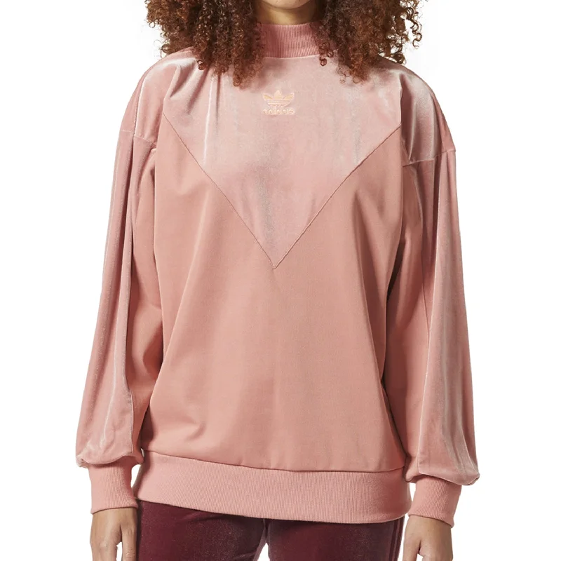 Adidas Originals Velvet Vibes Crew Women's Sweatshirt Raw Pink Hoodie with Belted Waist Structured Tailored