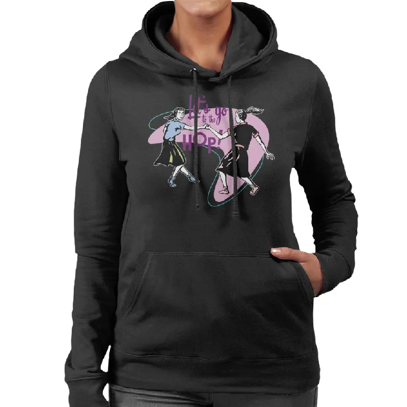 American Graffiti Lets Go To The Hop Women's Hooded Sweatshirt Hoodie with Mesh Breathable Sporty