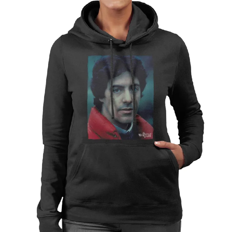 An American Werewolf In London David Wearing Red Coat Women's Hooded Sweatshirt Hoodie with Raglan Sleeves Sporty Comfortable