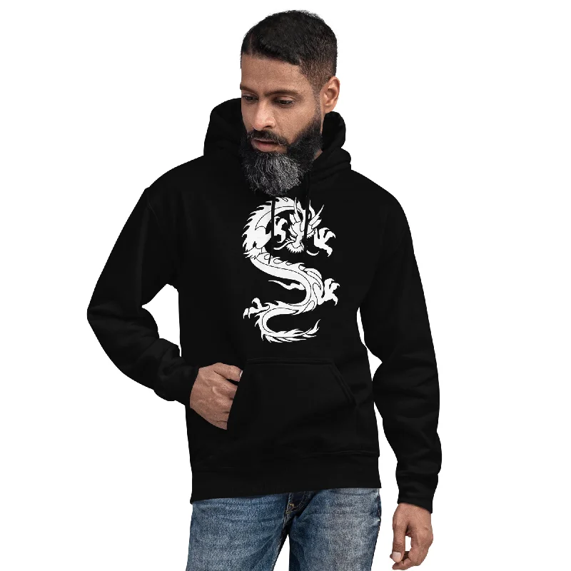 Ancient Chinese Loong Dragon Unisex Hoodie Sweatshirt Hoodie with Frayed Bohemian Relaxed